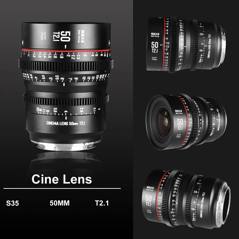 Meike 50Mm T2.1 Super 35 Cinema Lens For Canon Eos C70 Eos C200 Eos C100 Mark Ii Eos C300 Ii C500 Ii Z Cam E2-S6 E2-F8 Bmpcc 6K
