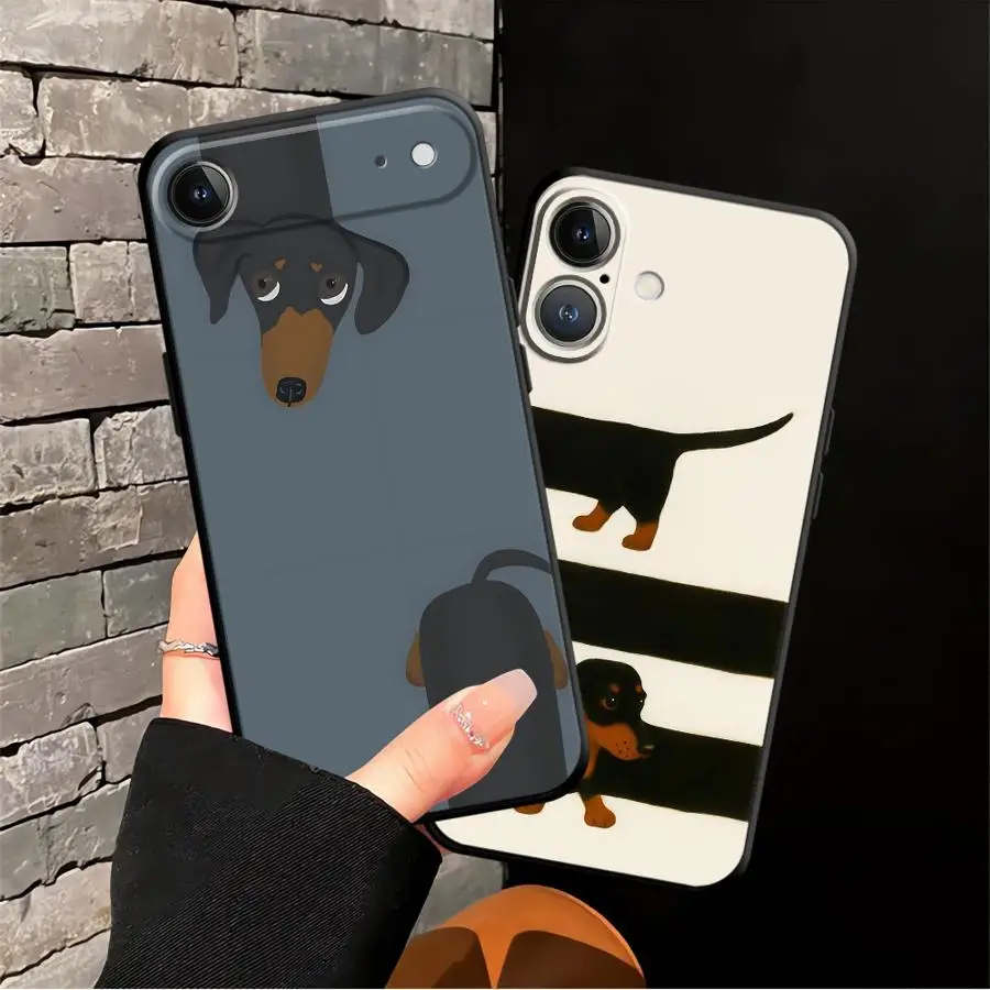Sleek Black Dachshund Design Soft Phone Cover Case