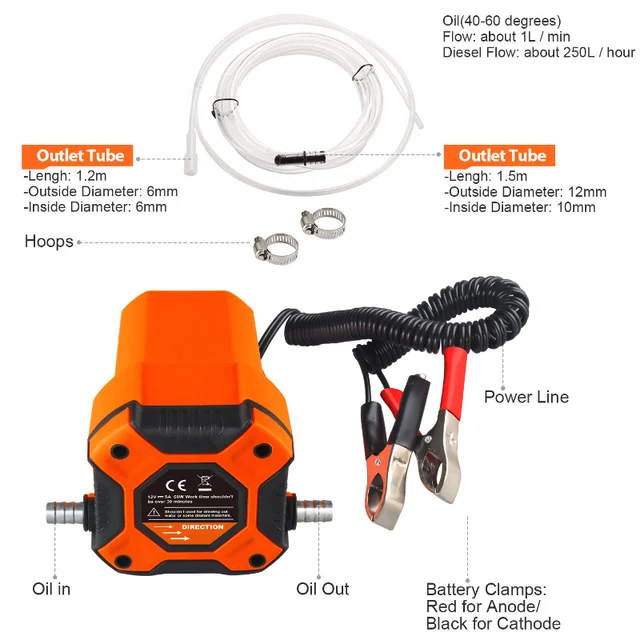 EAFC 12V Electric Car Oil Suction Pump 60W Fuel Delivery Engine Oil Crude Oil Fluid Suction Pump For Car Motorcycle Boat 3