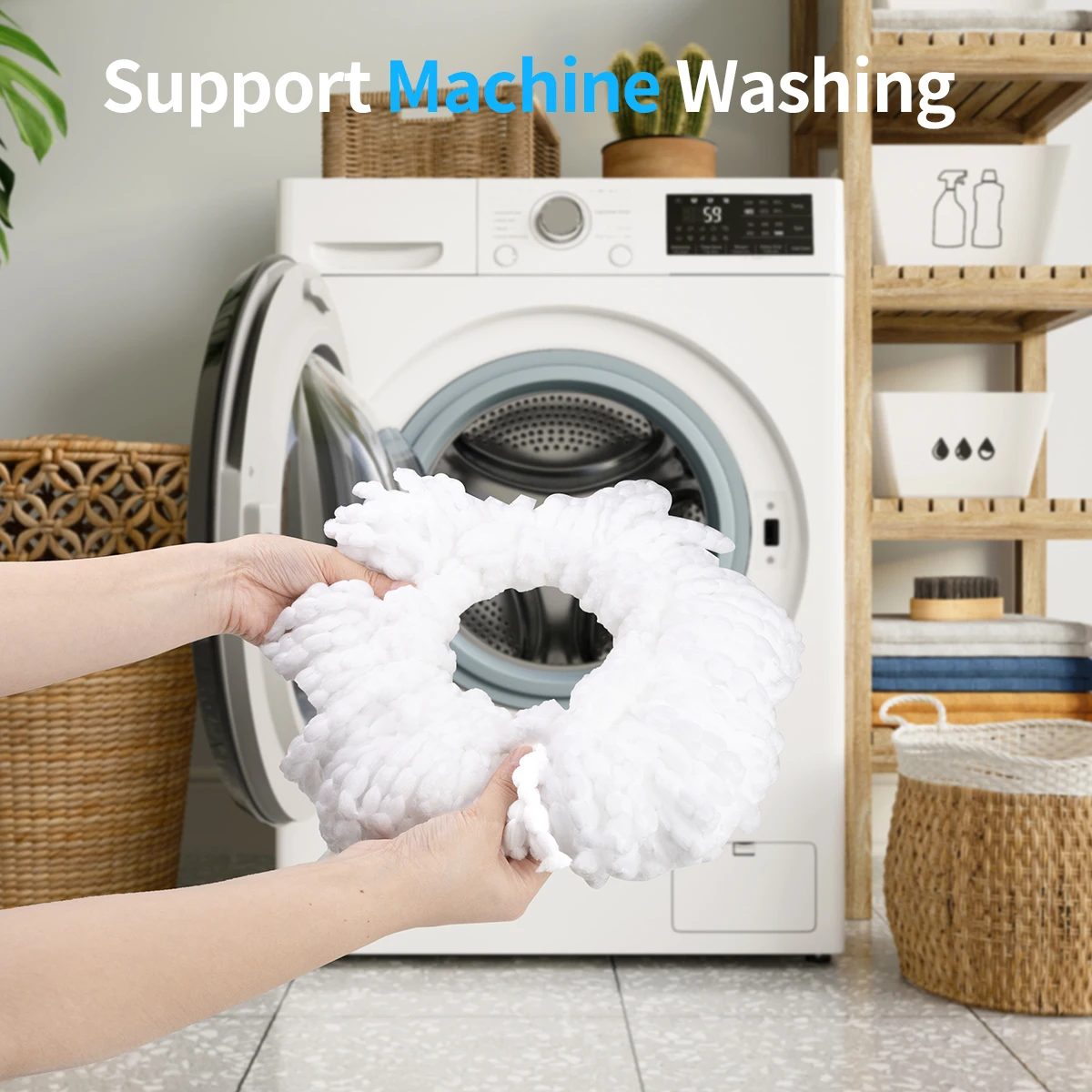 360° Spin Mop Bucket Sets with Wring System in 3 Microfiber Heads, 47" Extended Handle Floor Cleaning