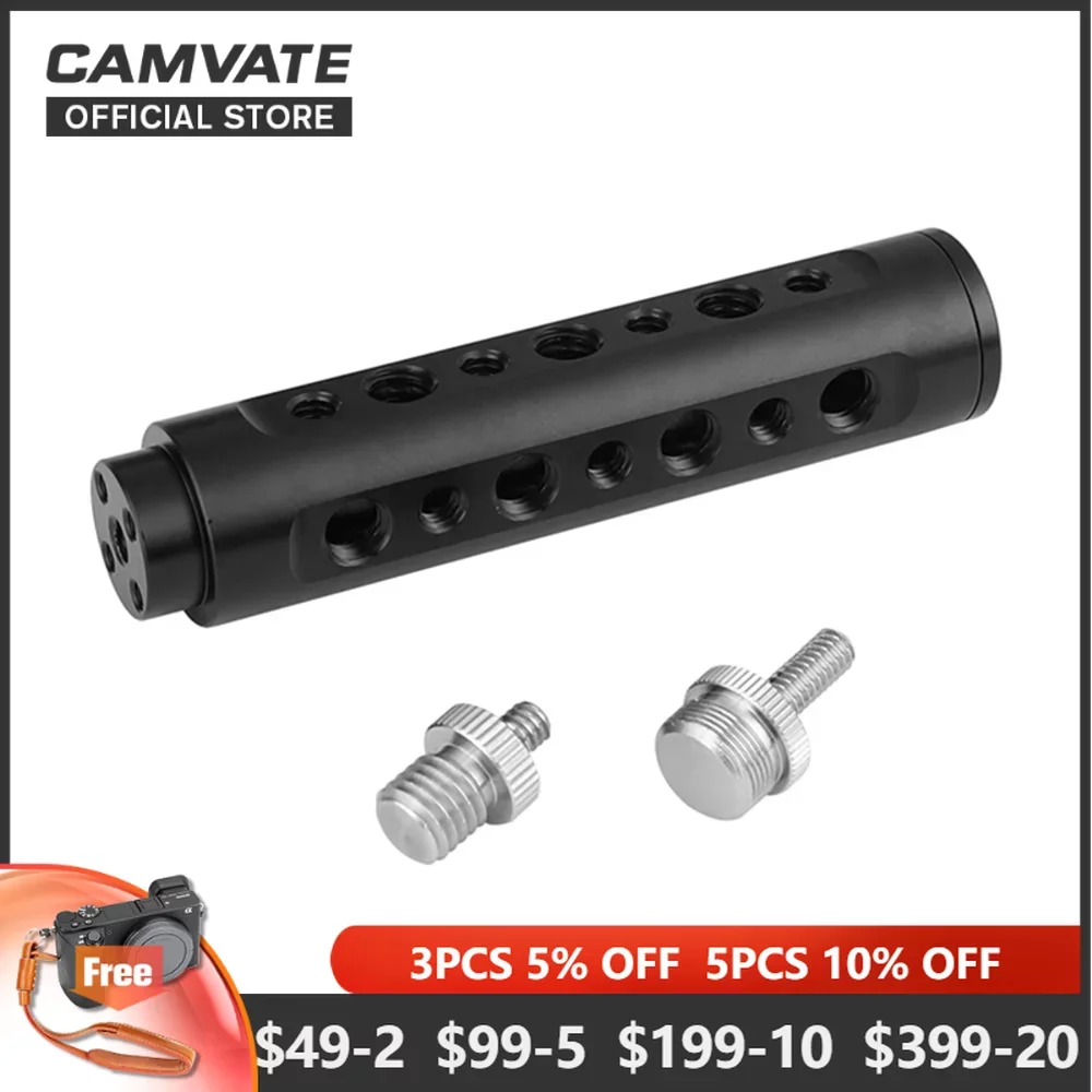 

CAMVATE Aluminum Camera Cheese Handle Grip With 5/8" & M12 Male Thread Screws Converter For DSLR Camera Photography Accessories
