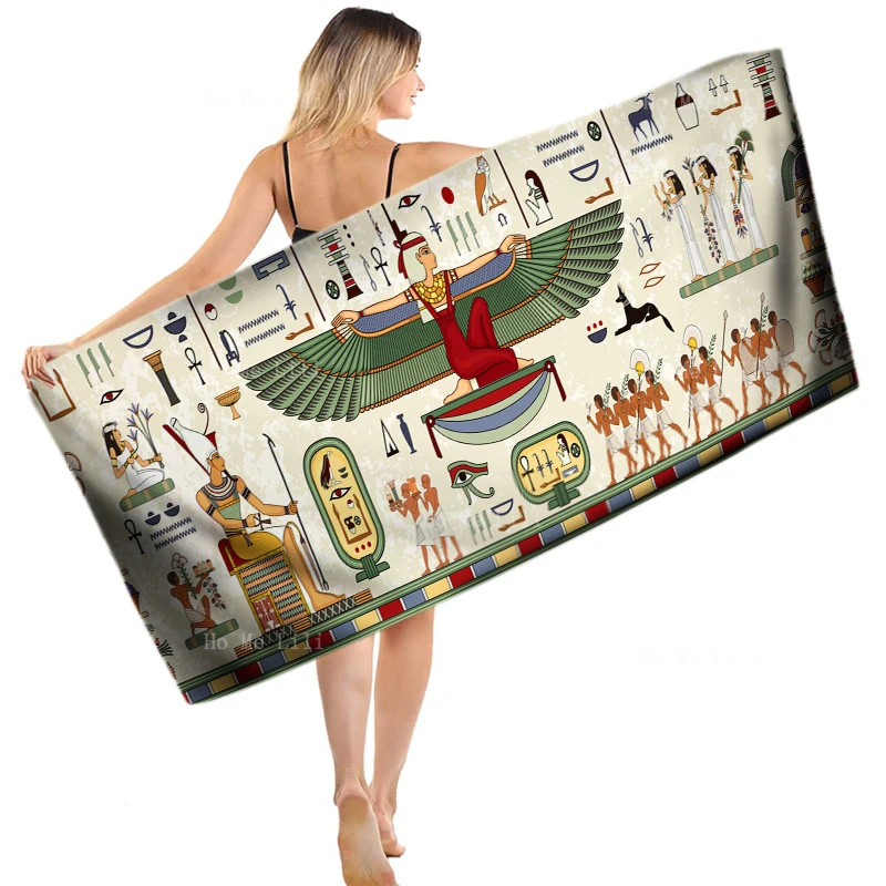 

Ancient Egypt Mural Egyptian Mythology Hieroglyph All Seeing Eye Quick Dry Towel By Ho Me Lili Fit For Yoga Fitness Swim