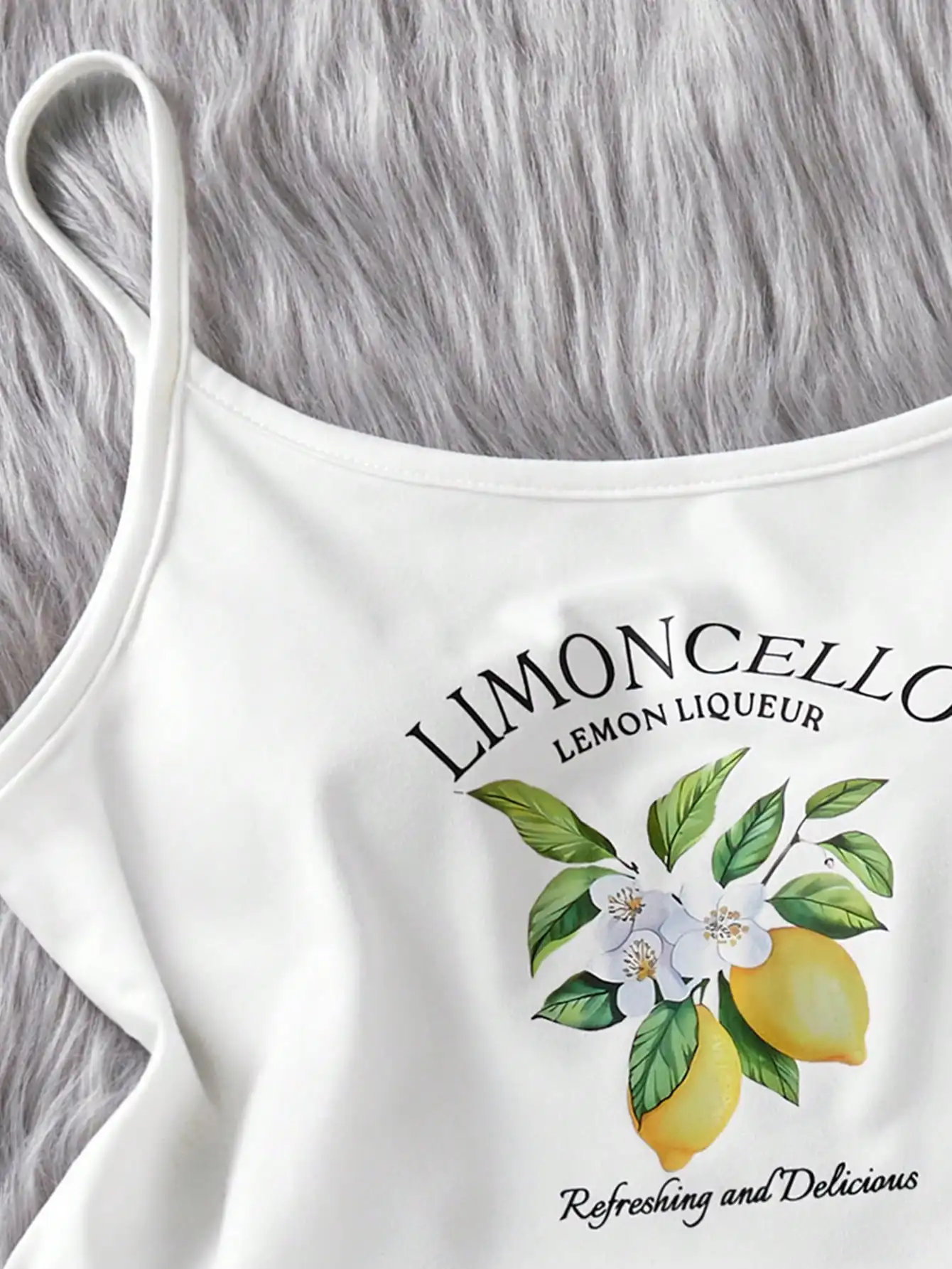 여름용 여아 패셔너블하고 우아한 홈웨어 세트, 여아 야외 캐주얼 귀여운 레몬 패턴 탱크탑 반바지