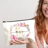 Personalized Initial with Name Makeup Bag Bridal Cosmetic Case Canvas Monogram Toiletry Pouch Birthday Wedding Bridesmaid Gifts 1