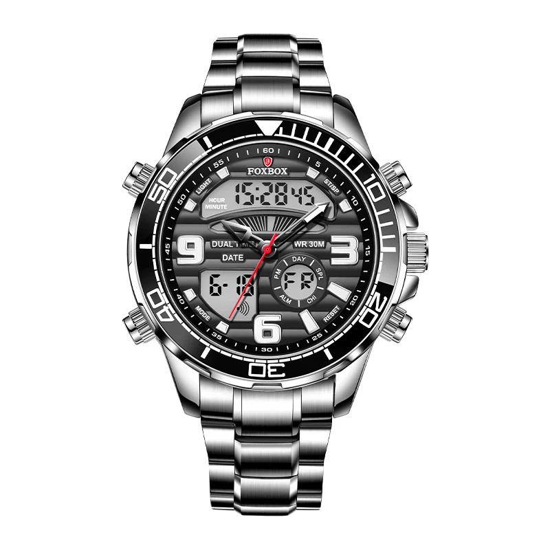 Luxury Men's All-Steel Waterproof Sports Quartz Watch with Gift Box