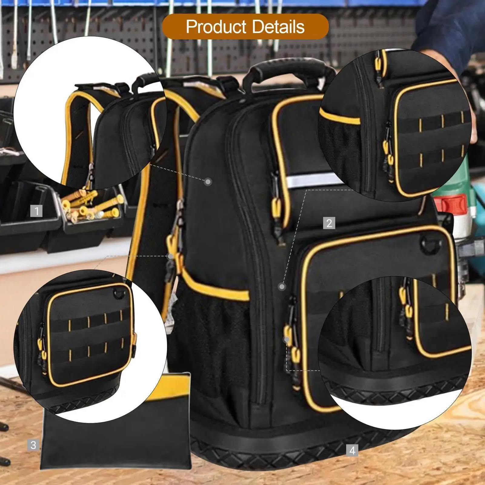 전기 기술자용 백팩 하드 바닥 작업용 가방 건설 현장 수리 작업 가정 프로젝트..