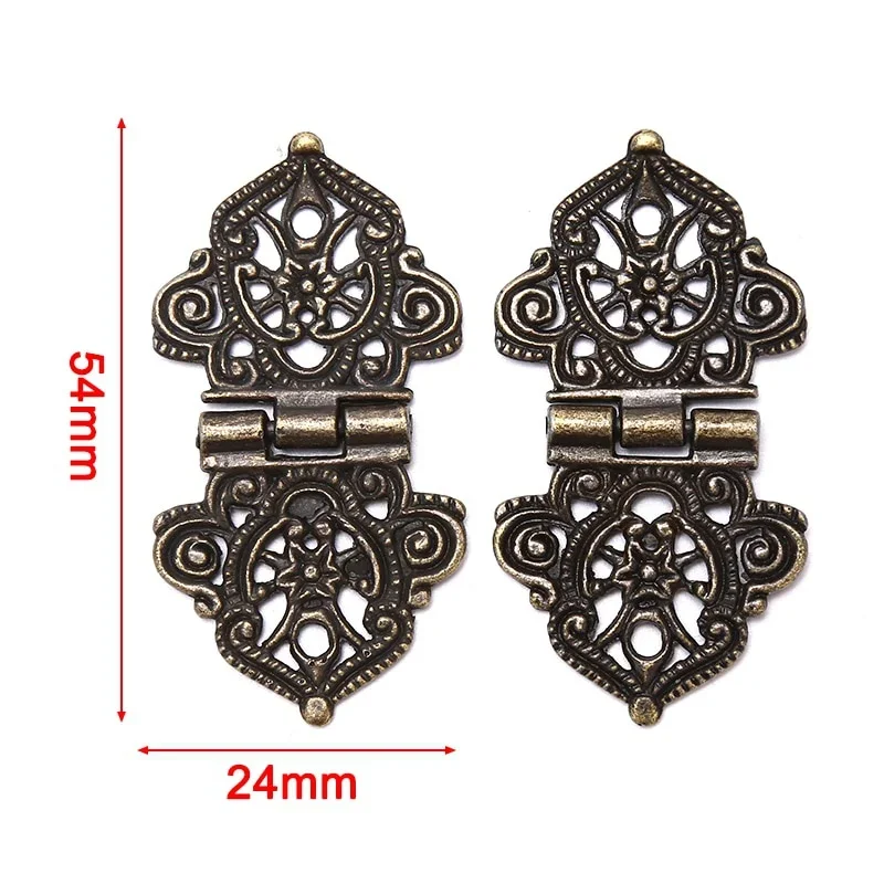 3PCS Vintage Alloy Hollow Flower Furniture Hinge 24*54mm