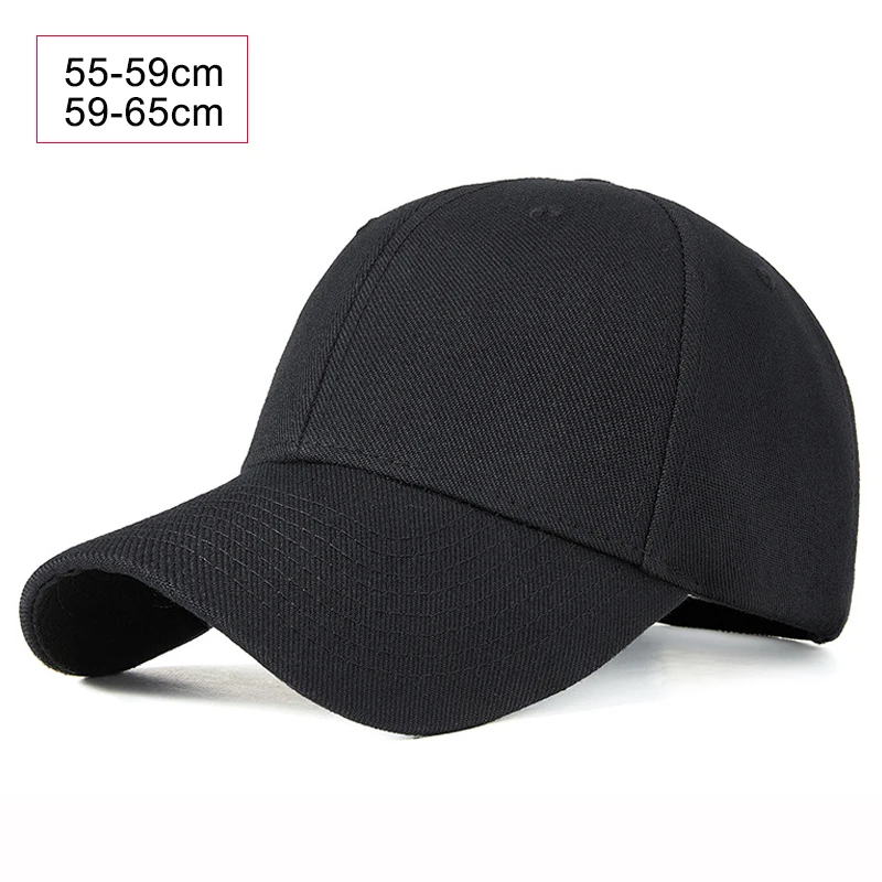 

55-65cm Cap Male Big Size Trucker Hat Baseball Cap For Men Women Solid Color Polyester Wool Blend Visor Plain Curved Dad Hat