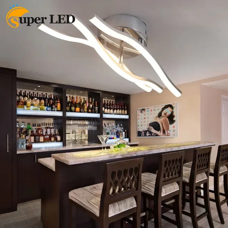 

LED Ceiling Light Contemporary Flush Mount with Adjustable Bars Design and Chrome Finish for Living Room Bedroom Dining Room