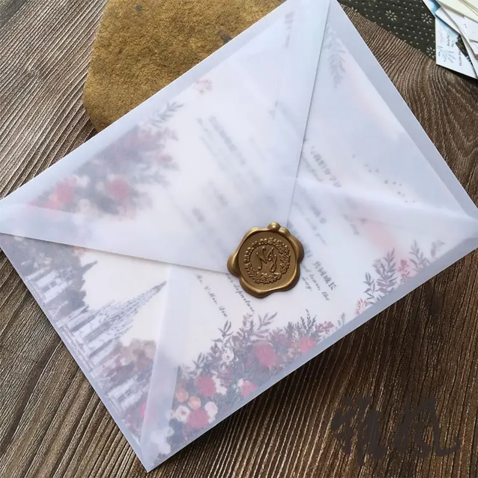 Translucent Envelopes for Wedding Invitation European Style Sulfuric Acid Paper Envelope Business Storage Bag Envelope 50pcs/lot kraft paper envelopes mailing envelopes