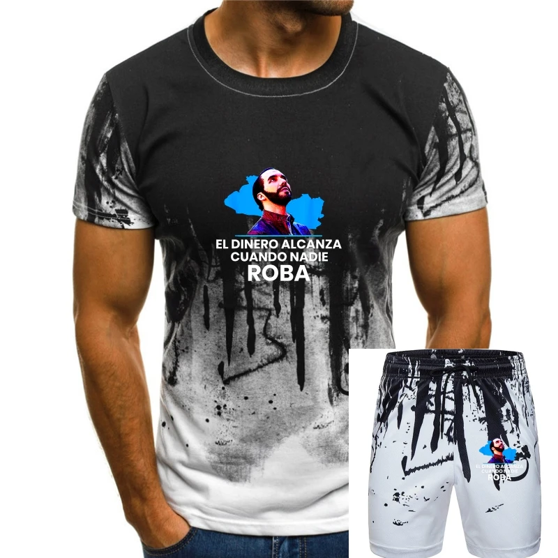 

El Dinero Alcanza Cuando Nadie Roba Nayib Bukele Support Black T-Shirt S-3Xl Oversized Tee Shirt