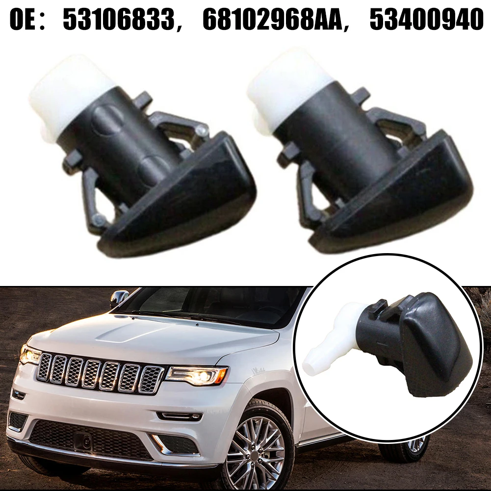 2pcs For Jeep Windshield Washer Fluid Nozzle 68102968AA For Cherokee 2014-2023 53106833 53400940 Washer Jet Nozzle