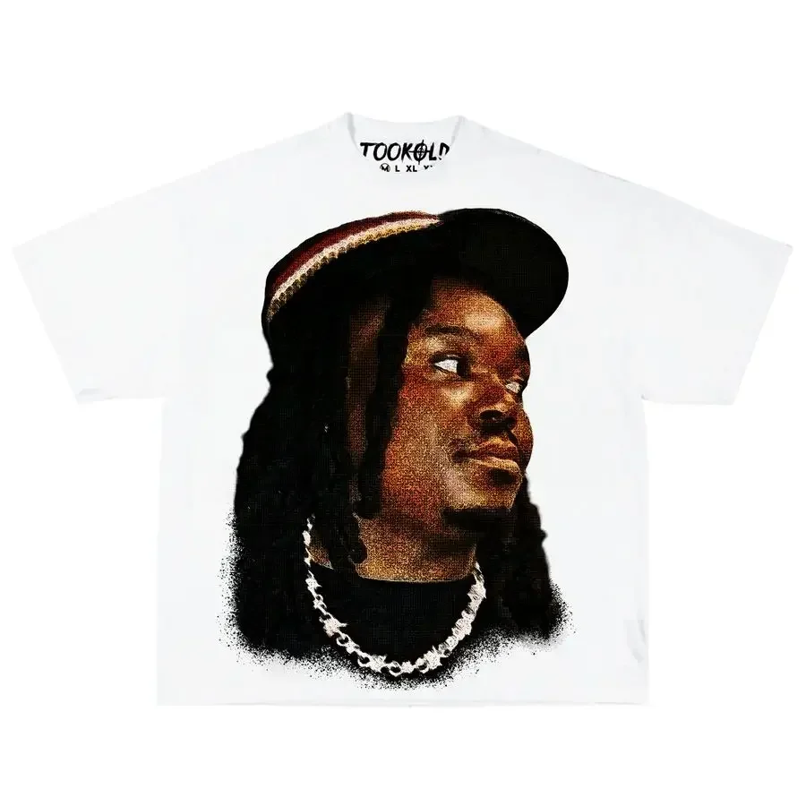 thumbnail image 1 of Camisetas de estilo hip hop con estampado de retrato de cabeza grande de moda Harajuku para mujer, camisetas de manga corta de gran tamaño con diseño INS Sense, camisetas estilo callejero americano Y2, 1 of 5