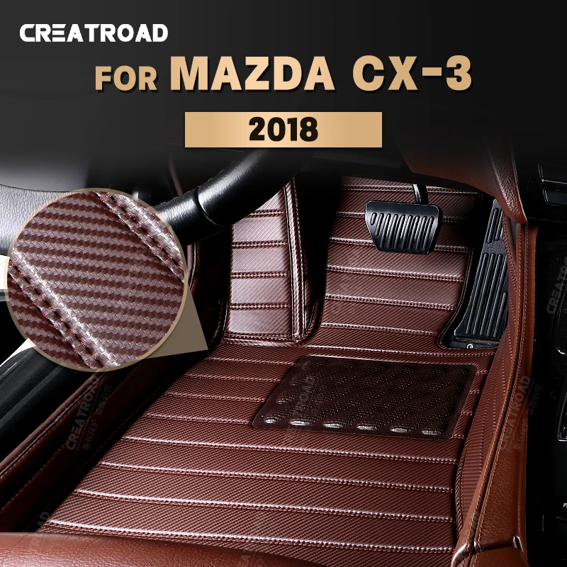 

Custom Carbon Fibre style Floor Mats For Mazda CX-3 2018 Foot Carpet Cover Automobile Interior Accessories