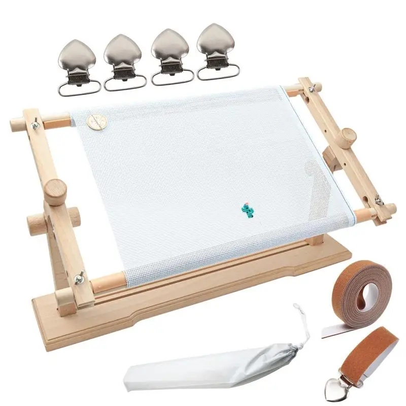 Rectangle Embroidery Hoop Holder Adjustable Needle Scroll Wooden Beech