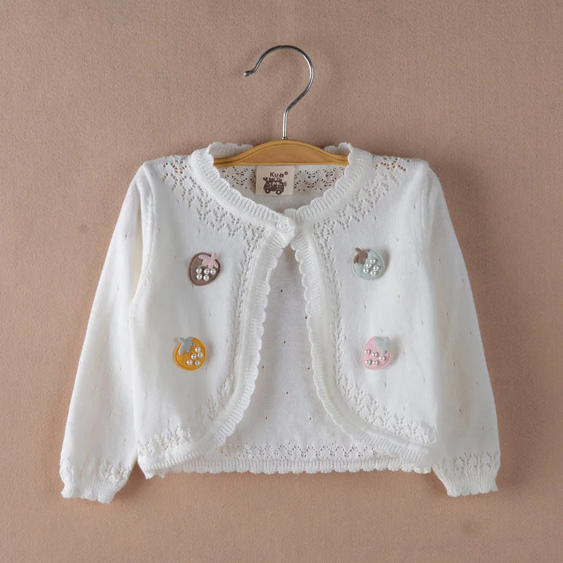 Little Baby Girl Jacket Cute Cardigan Sweater Newborn Sweet Strawberry Cotton Coat 3 6 12 18 24 36 Month Baby Clothes 205025