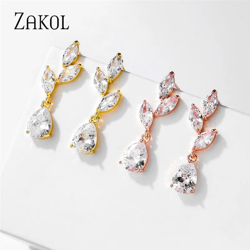 YAZILIND Vintage Cubic Zirconia Teardrop Water-drop Pendente Orecchini