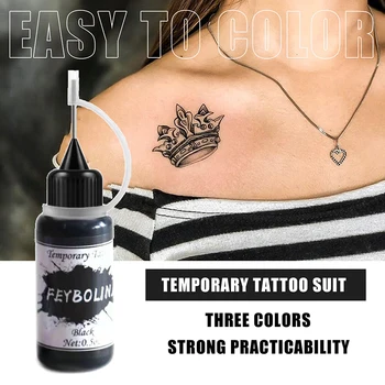 Tatuaggio Temporaneo Indiano all'Henné, Inchiostro per Body Art, Pigmento Semipermanente per Trucco Senza Dolore, Forniture di Bellezza Fai-da-Te per Sopracciglia ed Eyeliner