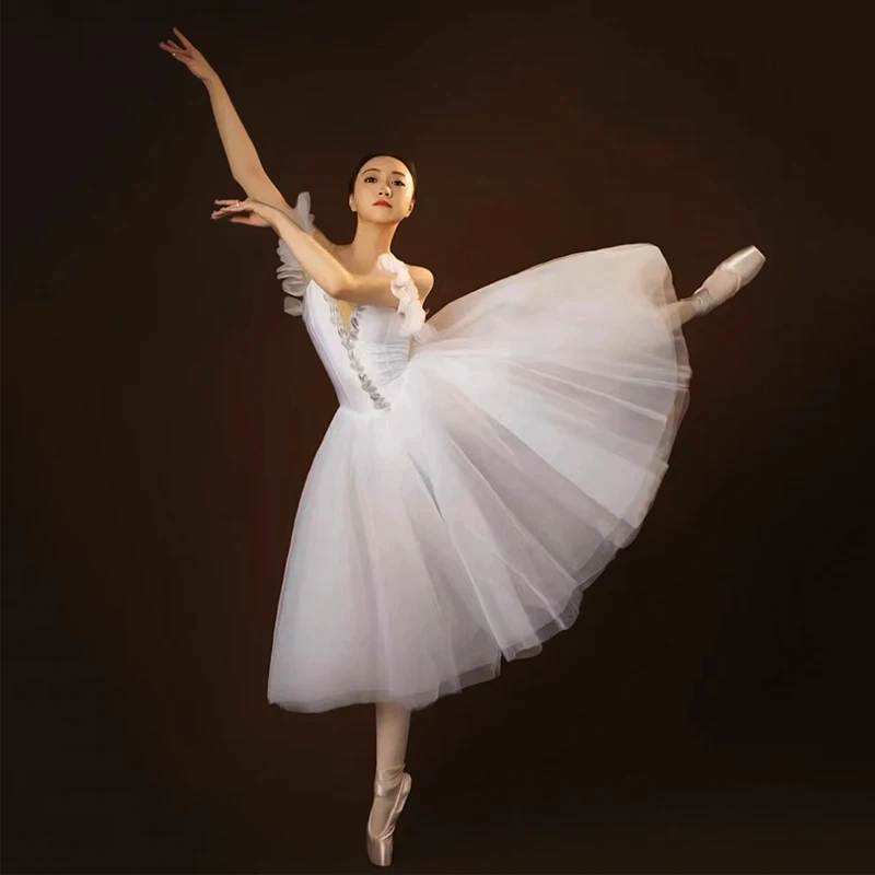 Tutu Danza Classica Donna - Gonna In Tulle Elastica, Bianco, Per Balletto E Feste - Foto 2