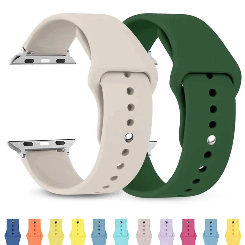 

Ремешок силиконовый для Apple Watch band 44 мм 40 мм 49 мм 45 мм 41 мм 38 мм 42 мм 44 мм, браслет correa для iWatch series 9 8 7 6 3 SE ultra 2