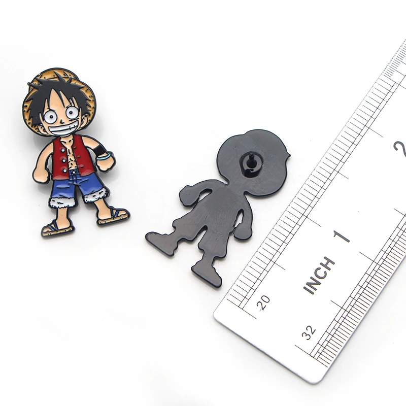 Фото Эмалированная булавка в японском стиле аниме, милая булавка Luffy на лацкан, булавка в виде дьявола, фрукты, броши для рюкзака, манга, значки, ювелирные изделия, аксессуары №5