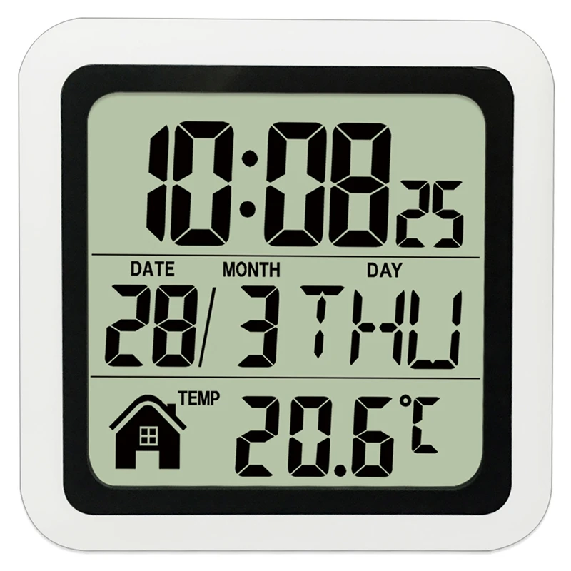 Large Waterproof Bathroom Wall Clock, For Bath Countertop, Moisture Proof Temperature Humidity Meter,Suction Clock Watch 5