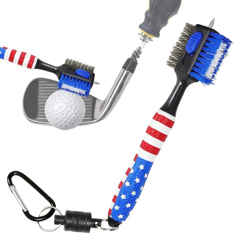 

Golf Club Cleaner Brush Golf Rod Cleaner Golf Brush Scrubber Magnetic Carabiner Non-Slip Handle Retractable Nail Head Golf Sport