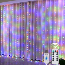 LED Fairy Curtain Lights with Remote - Festive Christmas Home Decor - 3M(W)X1M(H) 100 LEDS (Multicolor lights)