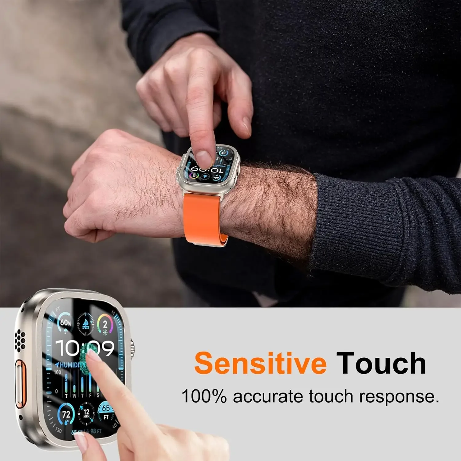 Tempered Glass Titanium Alloy Frame Protective Glass for Apple Watch Ultra 3 2 1 49mm Screen Protector for iwatch Ultra 3/2/1