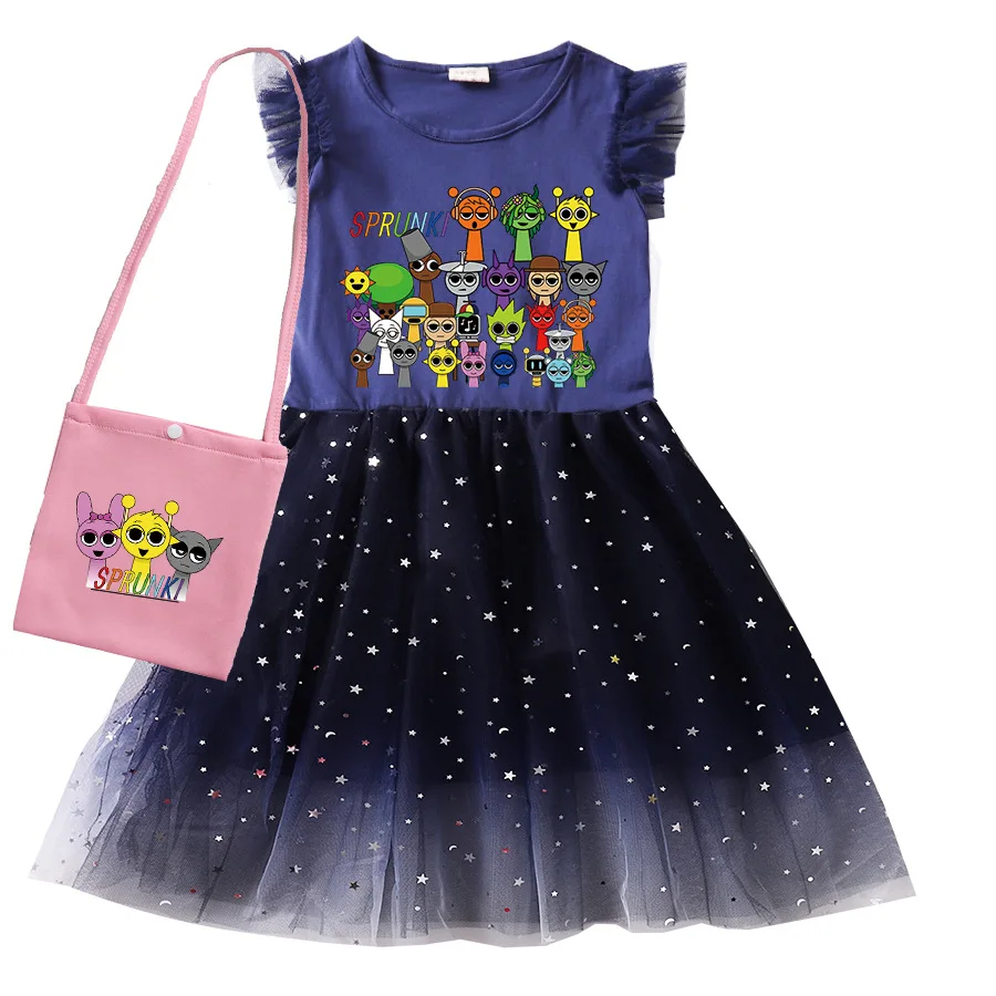 Game Sprunki Dress For Kids Lace Casual Dresses For Baby Girls Super Clothes Children Wedding Party Summer