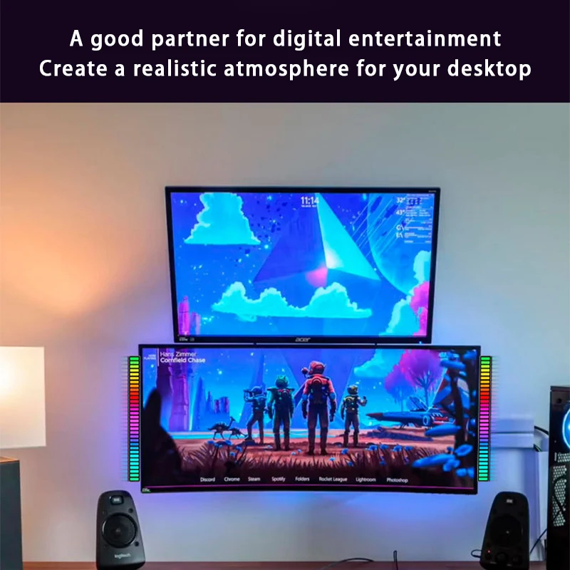 RGB Lamp LED Strip Lights Pickup Light Sound Control Lamp Ambient Light Smart APP Control Music Rhythm For Game Desktop Light 4