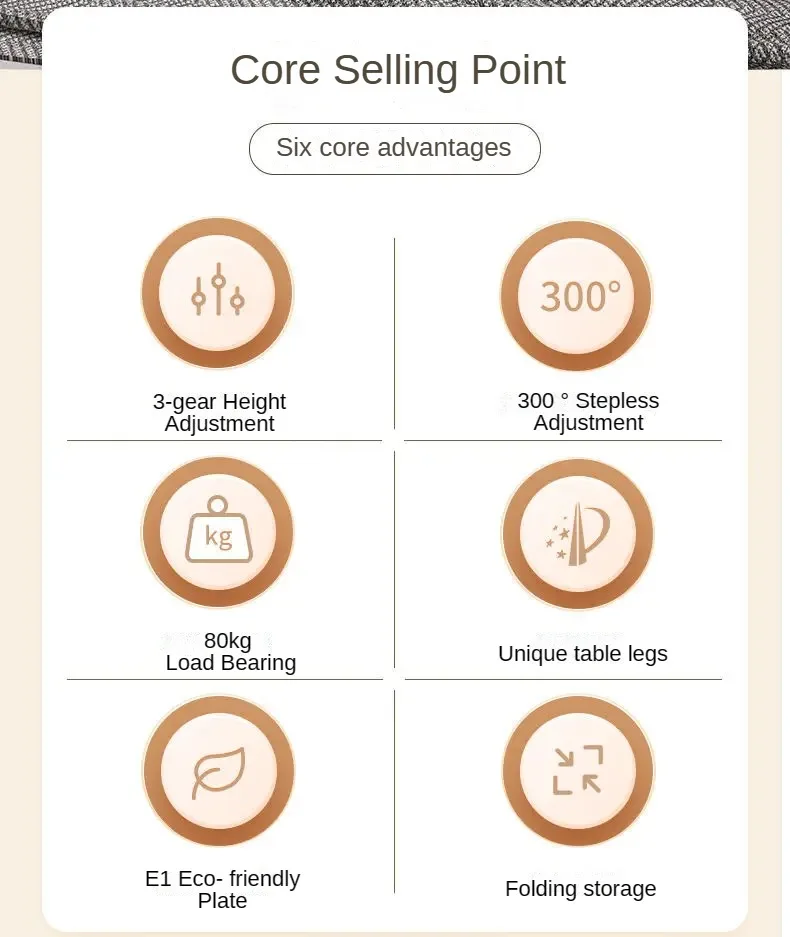 Description Picture 3 of itemFolding Bed Desk for Laptop, 3-gear Adjustable Laptop Desk Bed Table, Gaming Desk for Bed, Breakfast Tray Desk, Home Workstation