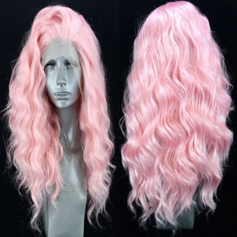 

Детские розовые синтетические короткие волнистые волосы 13x 4 с кружевной передней частью высокого качества без клея из термостойкого волокна для женщин