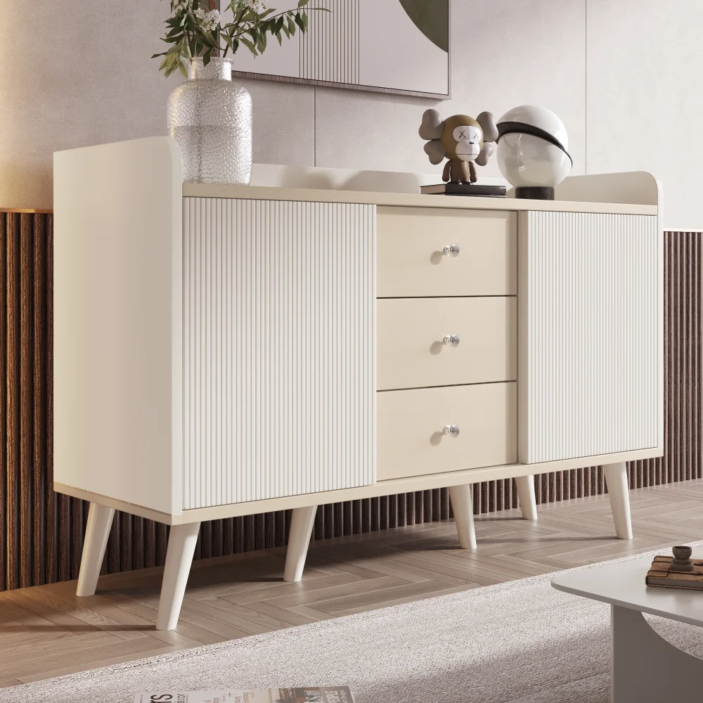 Sideboard mit drei Schubladen, exquisite Körnung. Sideboard für Schlafzimmer und Wohnzimmer, modernes holzfarbenes Sideboard mit Stauraum – Detail 6