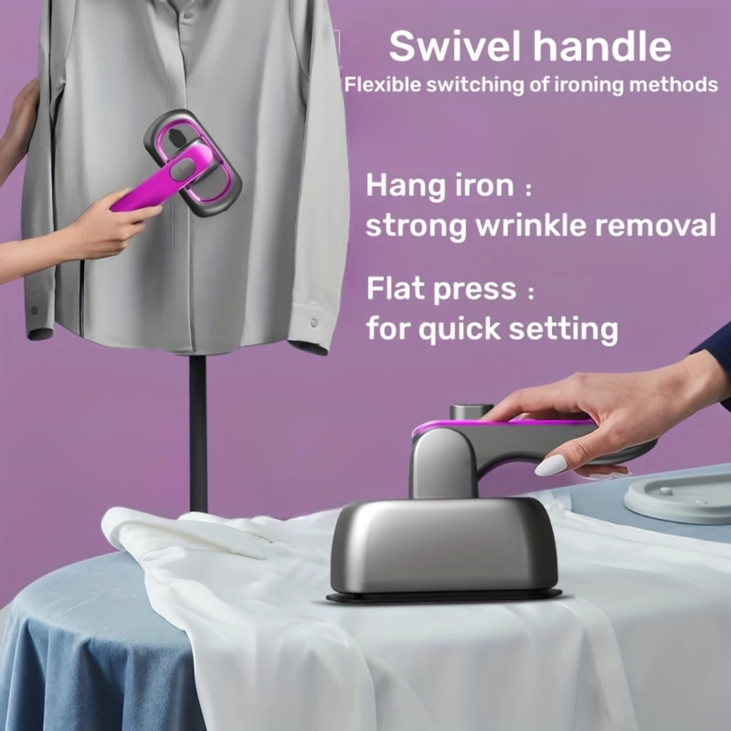 2-in-1 Portable Steam Iron-Quick Wrinkle Removal, Dry/Wet Use, Safe & Compact for Travel/