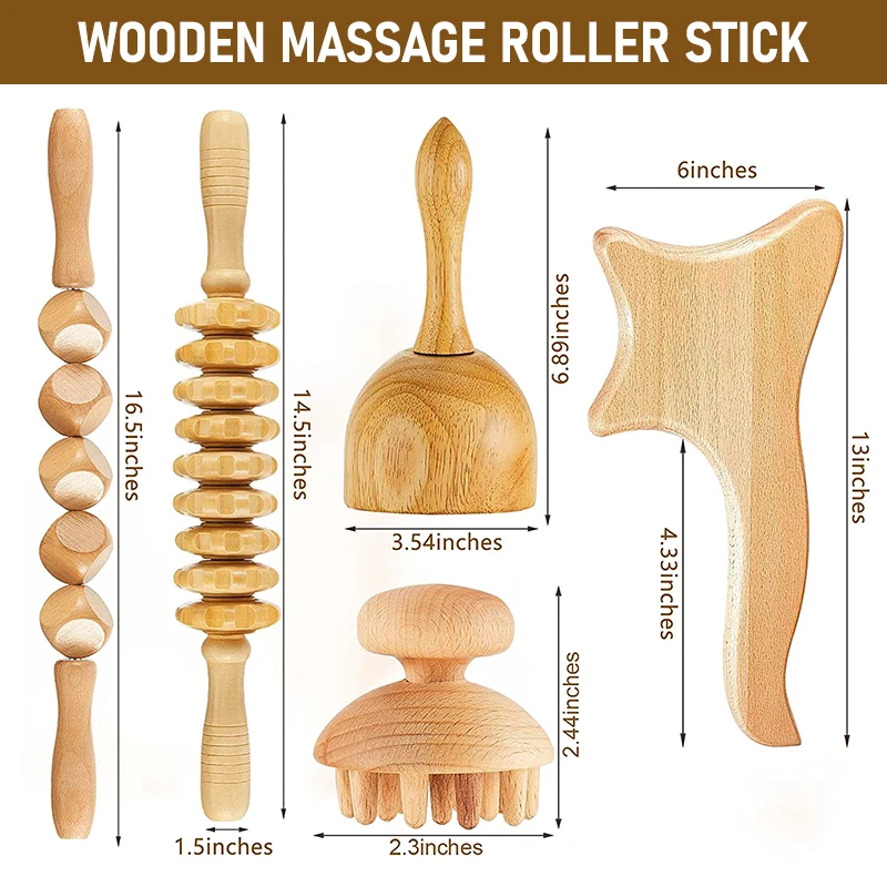 Wood Therapy Massage Roller Lymphatic Drainage Massage Tool for Full Body Pain Relief