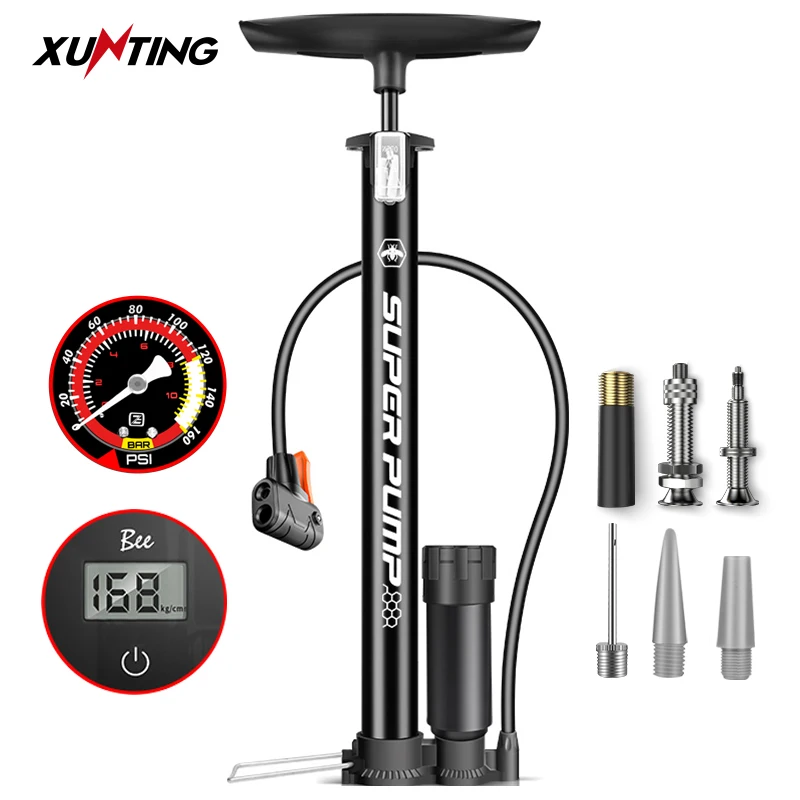 Xunting Bike Pump Super Hand Air Floor Inflator Pump MAX 160PSI Bicycle