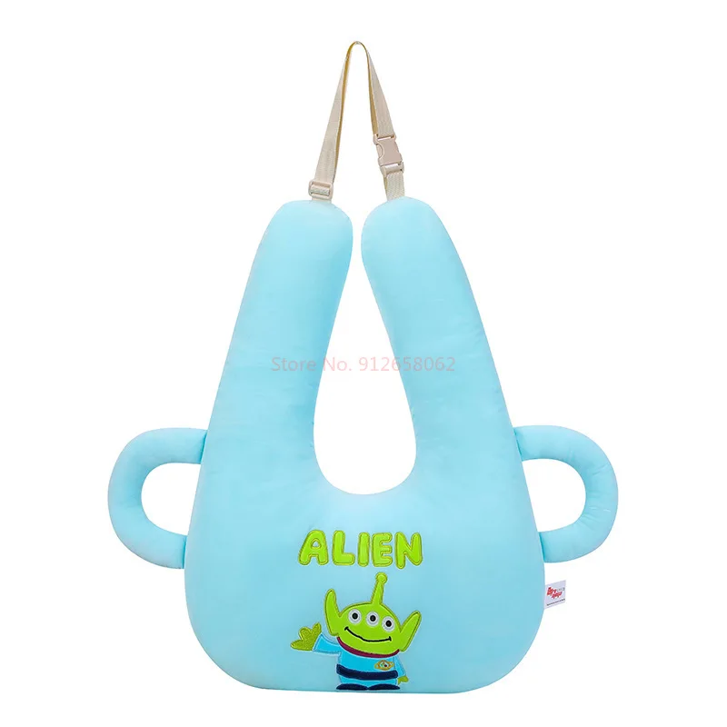 Disney's new anime multifunctional strawberry bear car pillow backrest plush toy doll Winnie bear waist support nap blanket