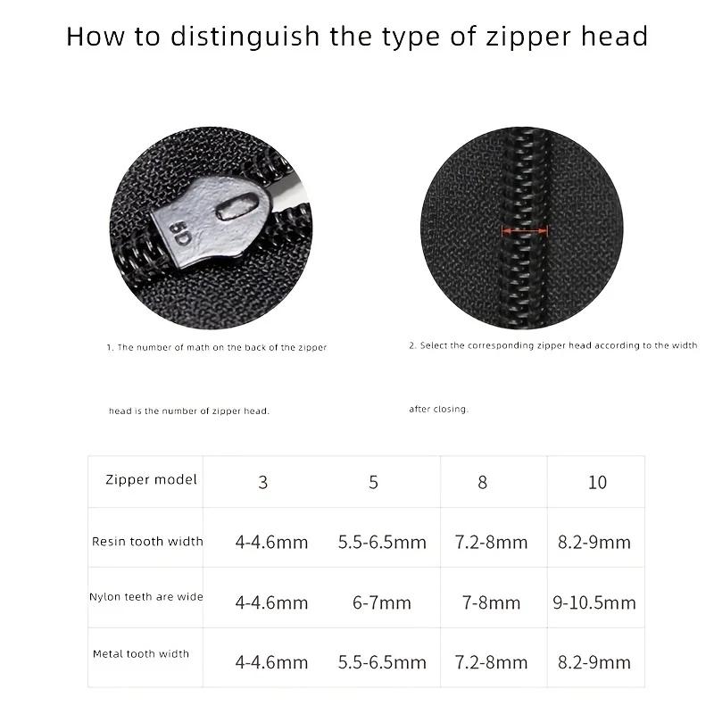 20pcs 3#5#8# Nylon Metal Resin High-grade Zip Head Black Zip Head Clothing