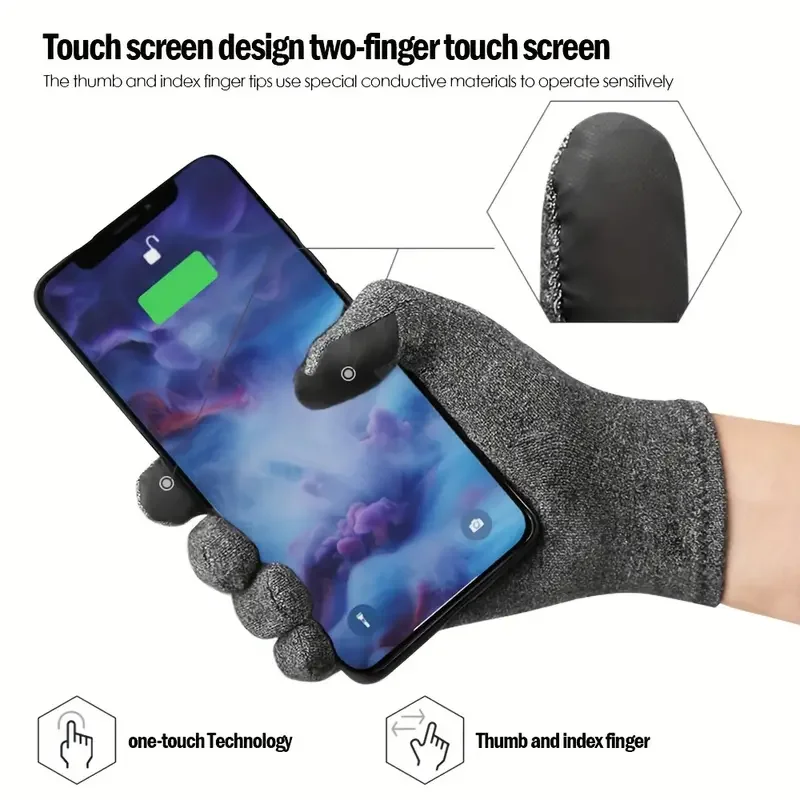 1Pair Unisex Compression Full Finger Gloves For Arthritis Therapy Rehabilitation Touch Screen