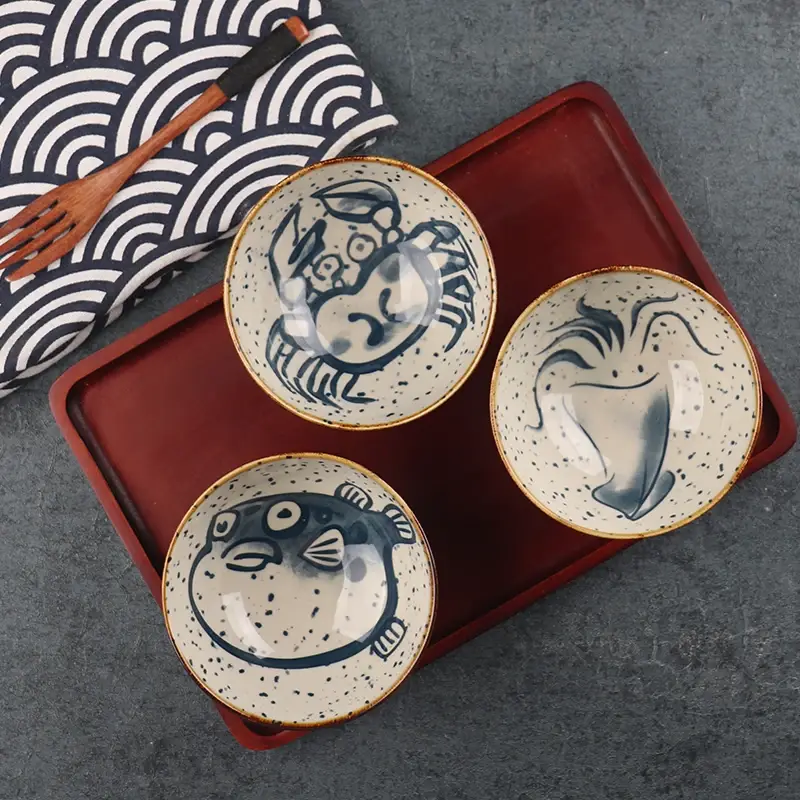 Japanese household ceramic rice bowl noodle soup dessert bowl Korean ice bowl creative retro tableware hat bowls zero waste - Image 4