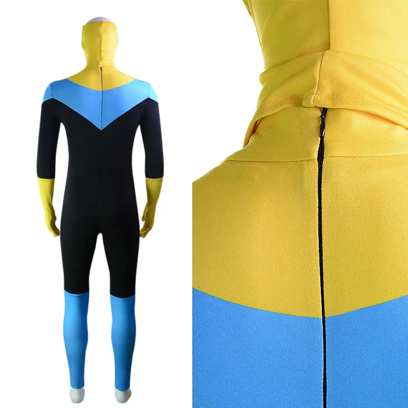 Invincible Mark Grayson Bodysuit with Cape Cosplay Costume for Men (Unofficial)