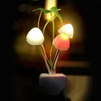 Novelty Mushroom Fungus Night Light EU & US Plug Light Sensor 220V 3 LED Colorful Mushroom Lamp Led Night Lights 3