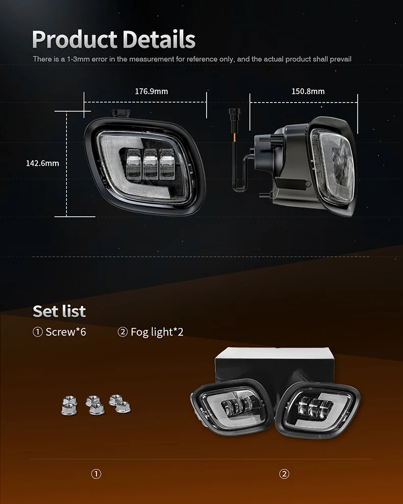 Led Projector Fog Lights for Freightliner Cascadia 2008-2017 Accessories Semi Trailer Truck Front Fog Lamps with Position Light detail image 3