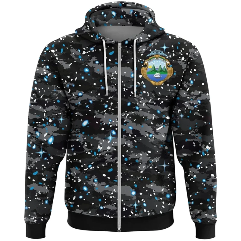 thumbnail image 1 of Sudadera con capucha y cremallera con la bandera del país de moda de primavera y otoño, nueva y popular sudadera con capucha con estampado 3D del emblema nacional de Costa Rica, abrigo para niños, 1 of 5