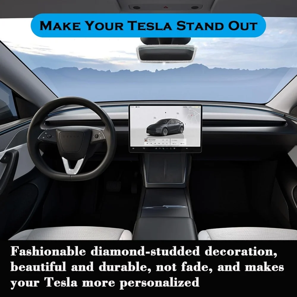 Tesla Model 3/Y 액세서리용 블링 라인스톤 장식 크리스탈 트림 스티커