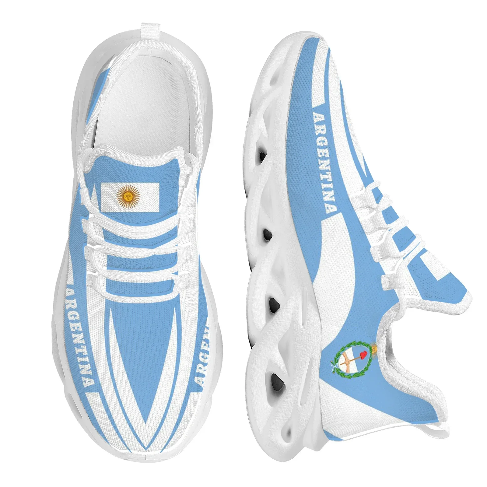 Argentina Sun Olive Branch National Emblem Design Sneakers Breathable Mesh Casual Vulcanized Shoes Lace-Up Basketball Shoes