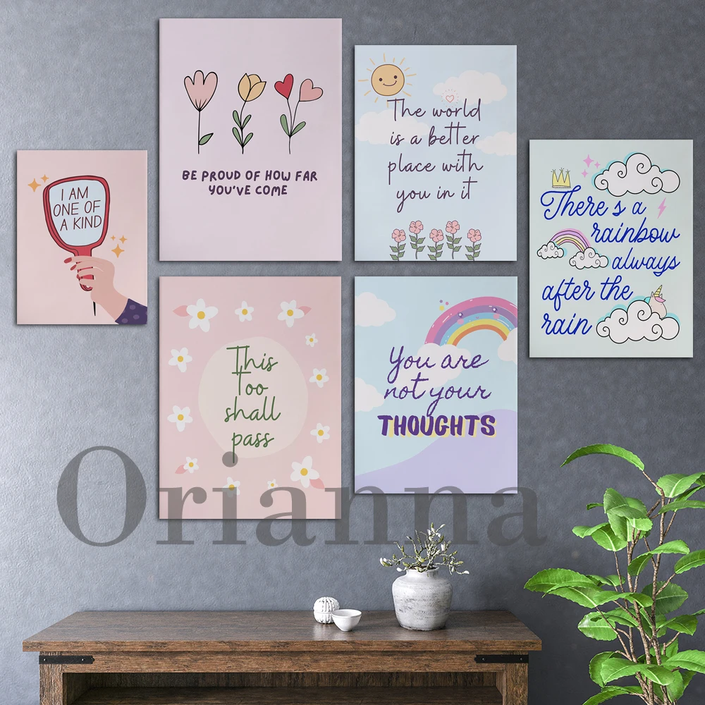 Mental Health Danese Pastel Suicide Awareness Therapy Self Love Self Care Affermazione Stampe Poster Health Room Decor Painting