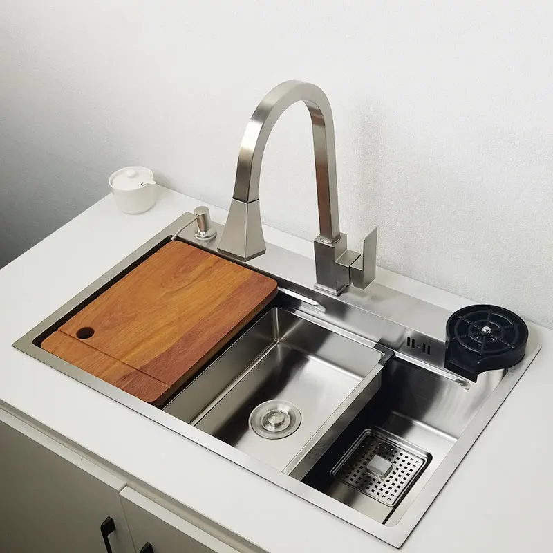 Brushed kitchen Sink 304 Stainless Steel sinks Thickening Above Counter Washing Basin multifunctional silver kitchen sink