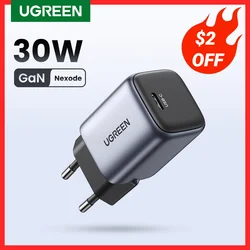 UGREEN GaN 30W Fast Charger for iPhone 15 14 13  PD3.0 Charger for iPad Pro samsung Xiaomi Type C Mobile Phone Charger